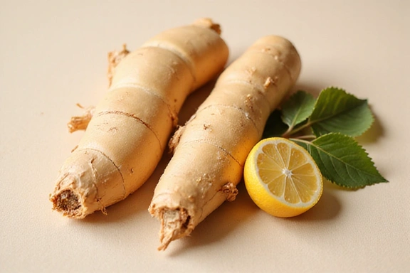Close-up of natural ingredients like ginseng and maca root, symbolizing male vitality and health.