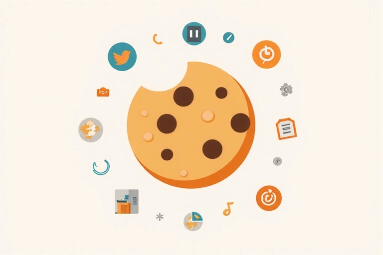 Cookie icon with digital elements