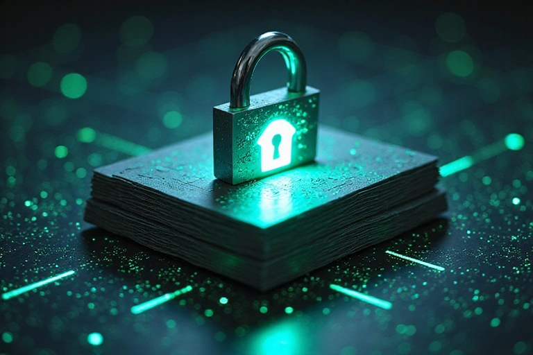 Cybersecurity lock protecting digital information