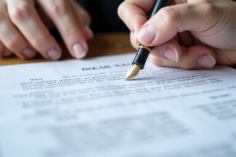 Legal document being signed, symbolizing agreement to terms of service